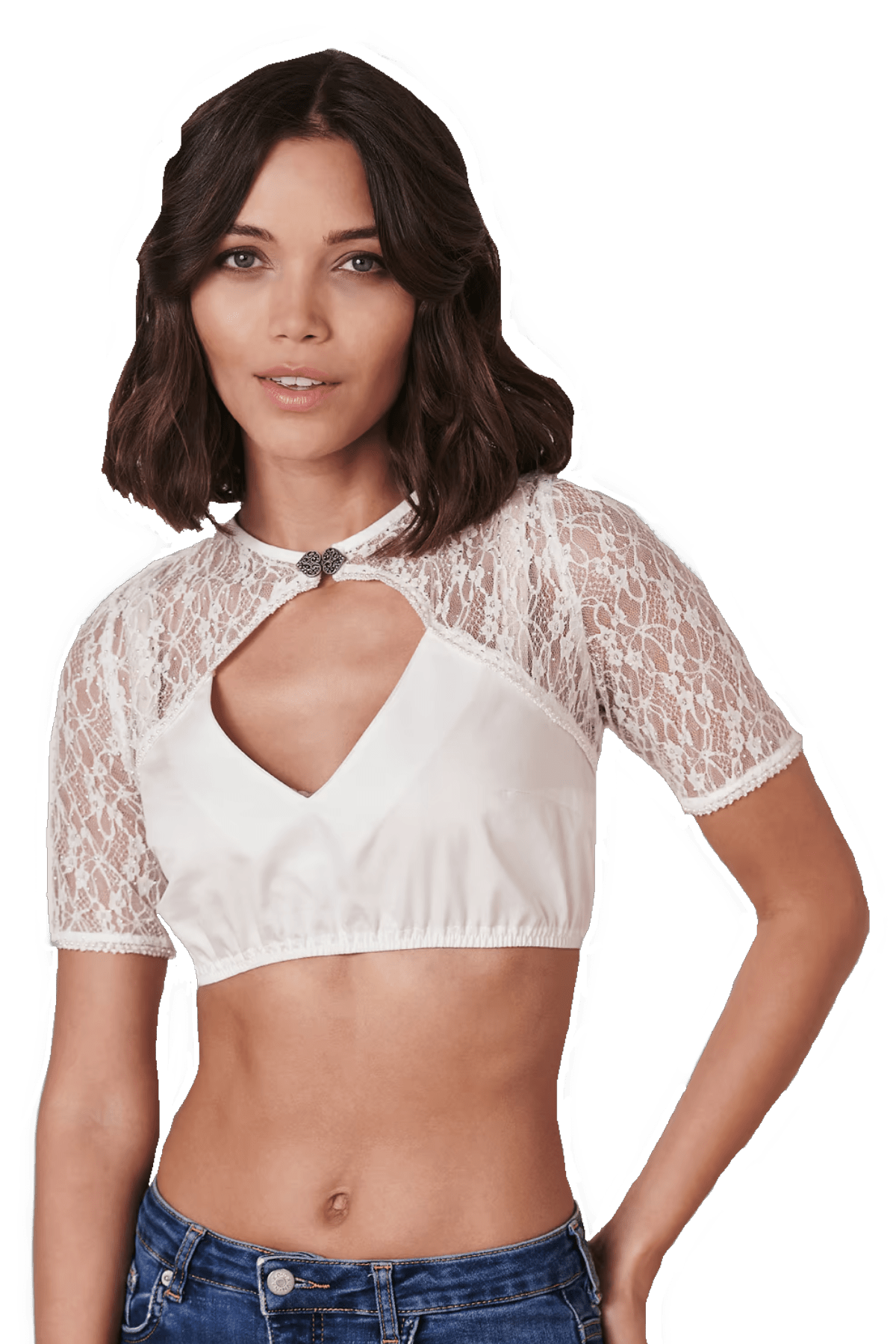 Dirndlbluse Krüger Collections, Hanna, ecru, kurzarm Dirndlblusen Krüger