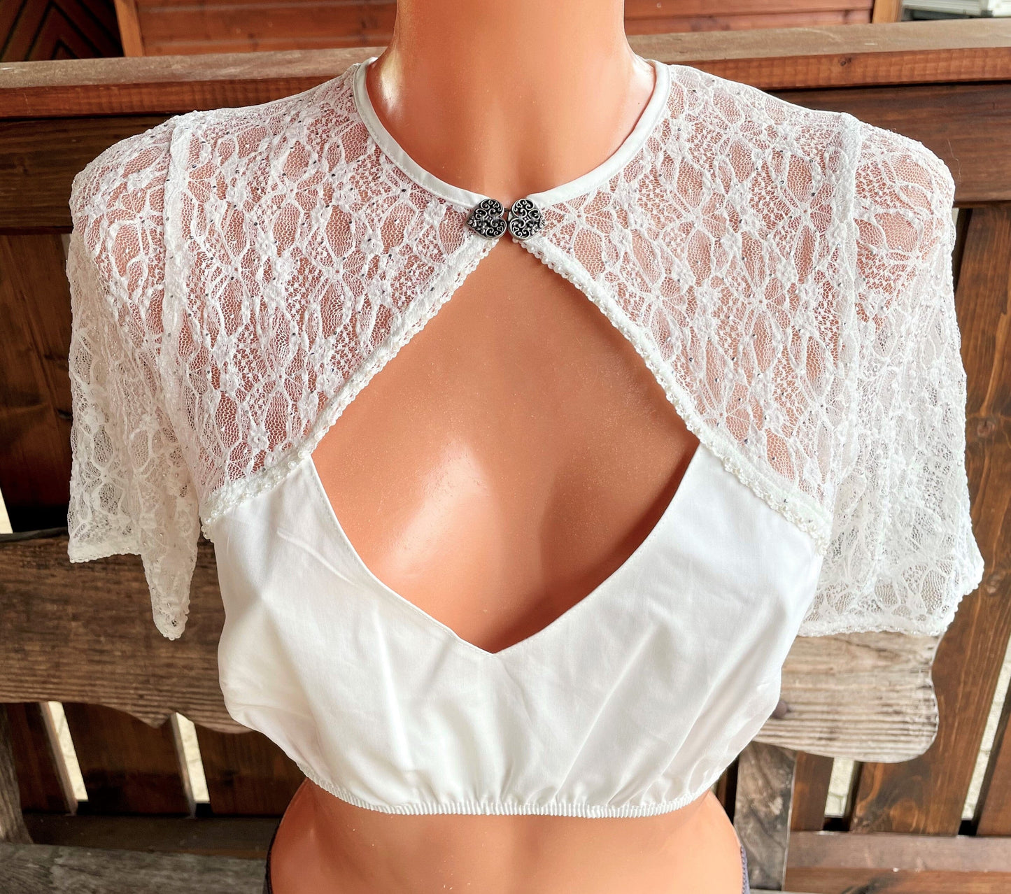 Dirndlbluse Krüger Collections, Hanna, ecru, kurzarm Dirndlblusen Krüger