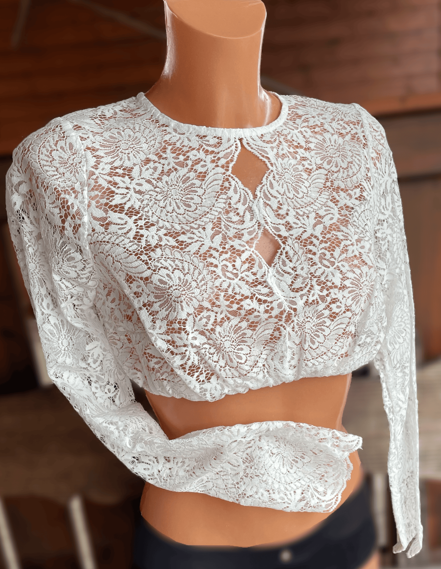 Dirndlbluse Krüger Collections, hochgeschlossen, langarm, Raffaella, ecru Dirndlblusen Krüger