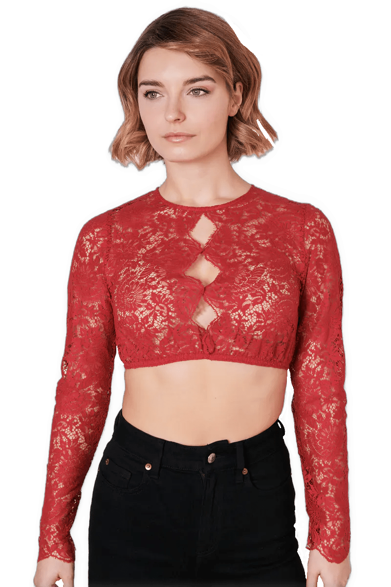 Dirndlbluse Krüger Collections, hochgeschlossen, langarm, Raffaella, rot, beere Dirndlblusen Krüger