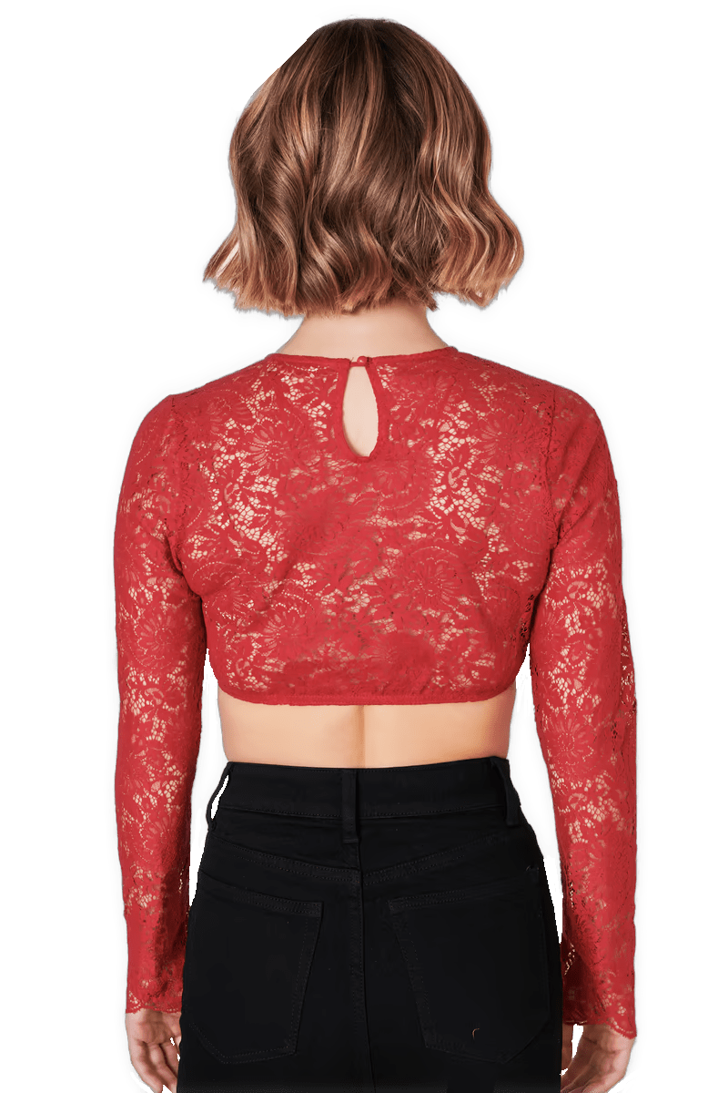 Dirndlbluse Krüger Collections, hochgeschlossen, langarm, Raffaella, rot, beere Dirndlblusen Krüger
