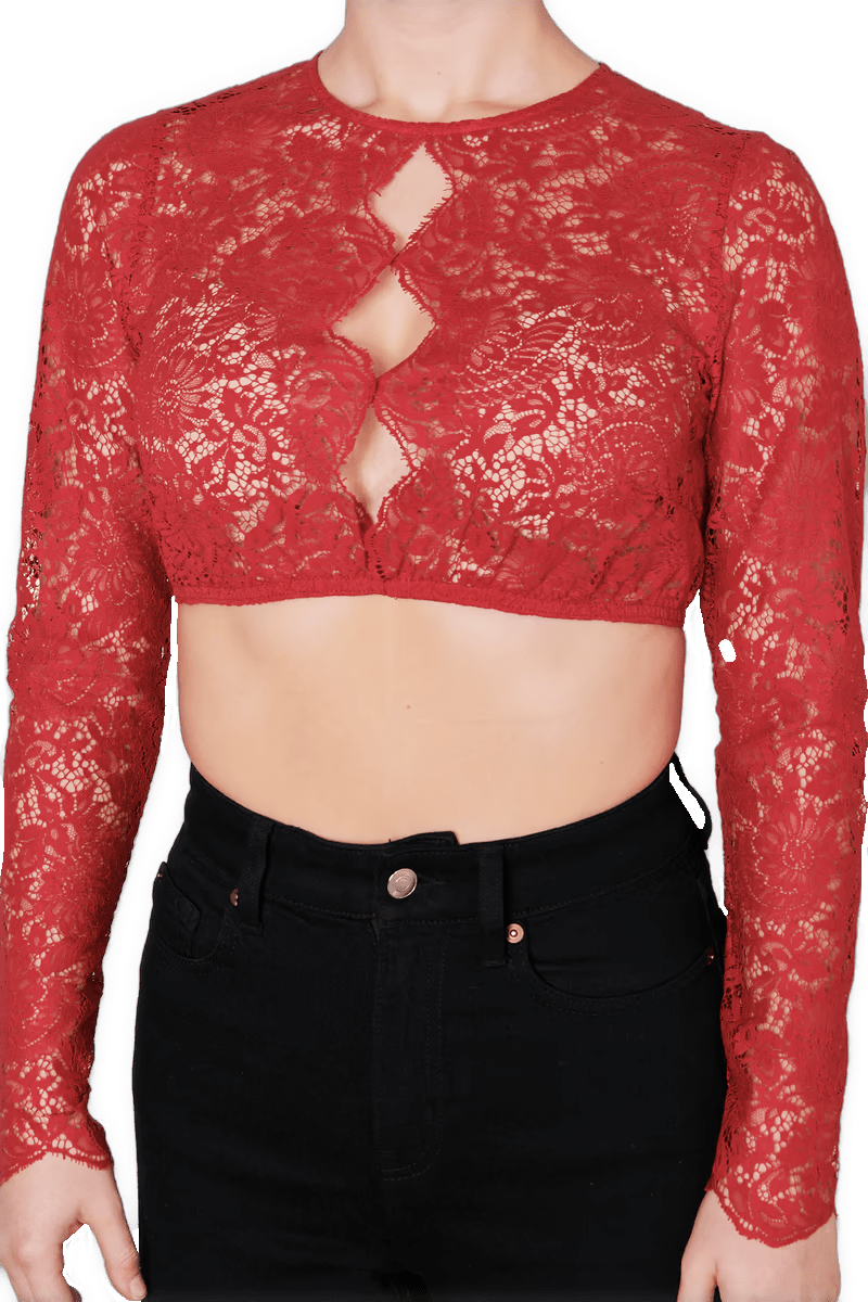 Dirndlbluse Krüger Collections, hochgeschlossen, langarm, Raffaella, rot, beere Dirndlblusen Krüger