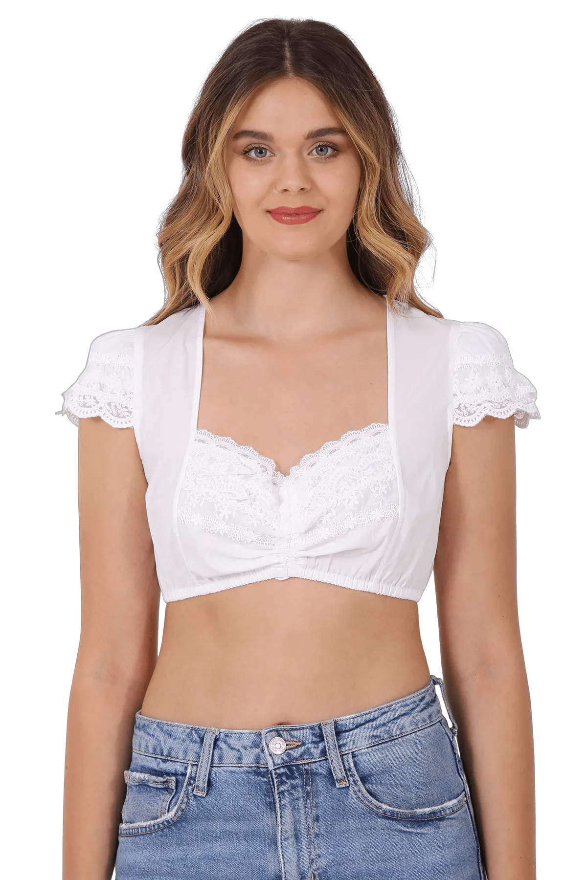 Dirndlbluse Krüger Collections, Jasmin, ecru, Zugband Dirndlblusen Krüger