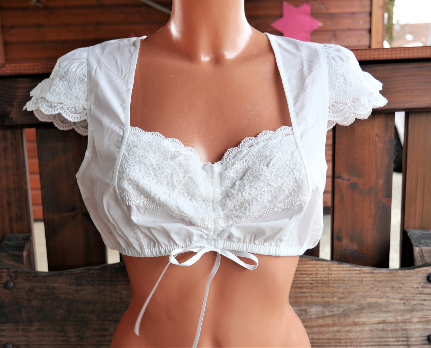 Dirndlbluse Krüger Collections, Jasmin, ecru, Zugband Dirndlblusen Krüger