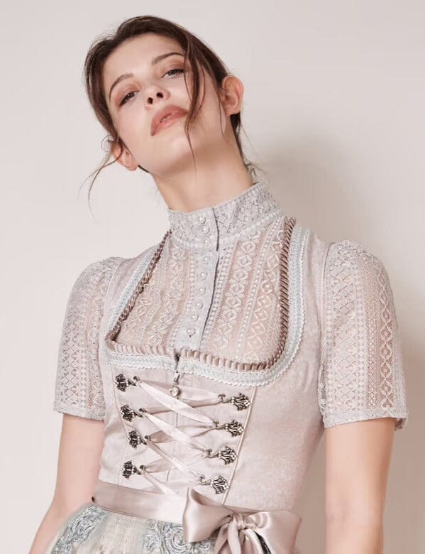 Dirndlbluse Krüger Collections, Kali, grau, hochgeschlossen Dirndlblusen Krüger