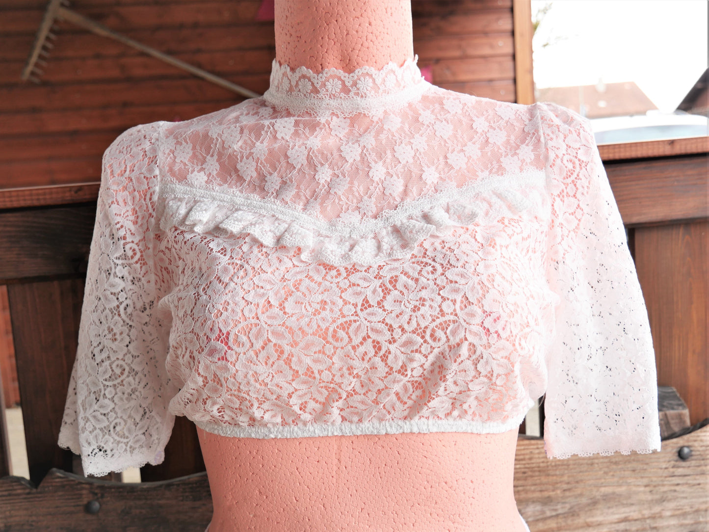 Dirndlbluse Krüger Collections, Ladina, ecru, hochgeschlossen Dirndlblusen Krüger
