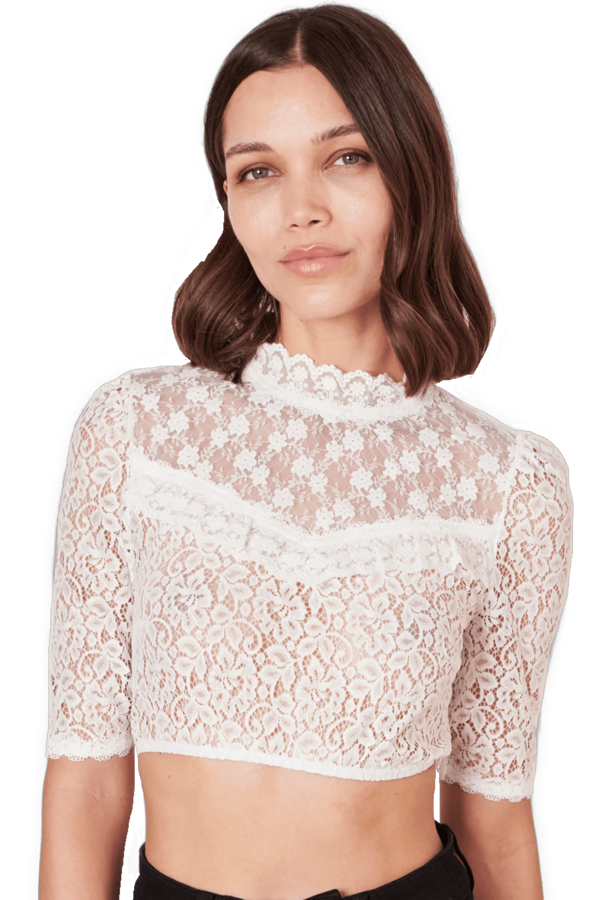 Dirndlbluse Krüger Collections, Ladina, ecru, hochgeschlossen Dirndlblusen Krüger