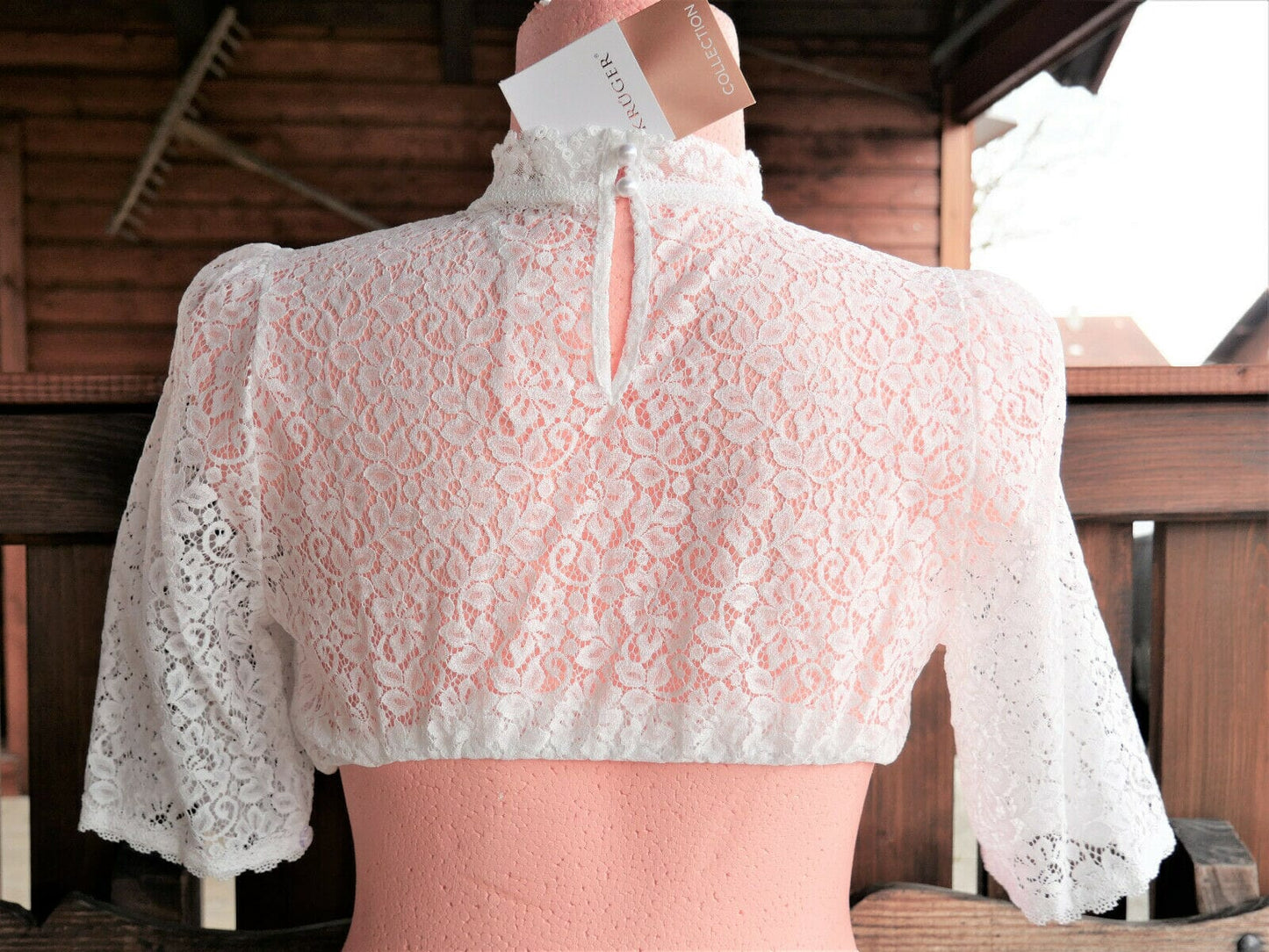 Dirndlbluse Krüger Collections, Ladina, ecru, hochgeschlossen Dirndlblusen Krüger