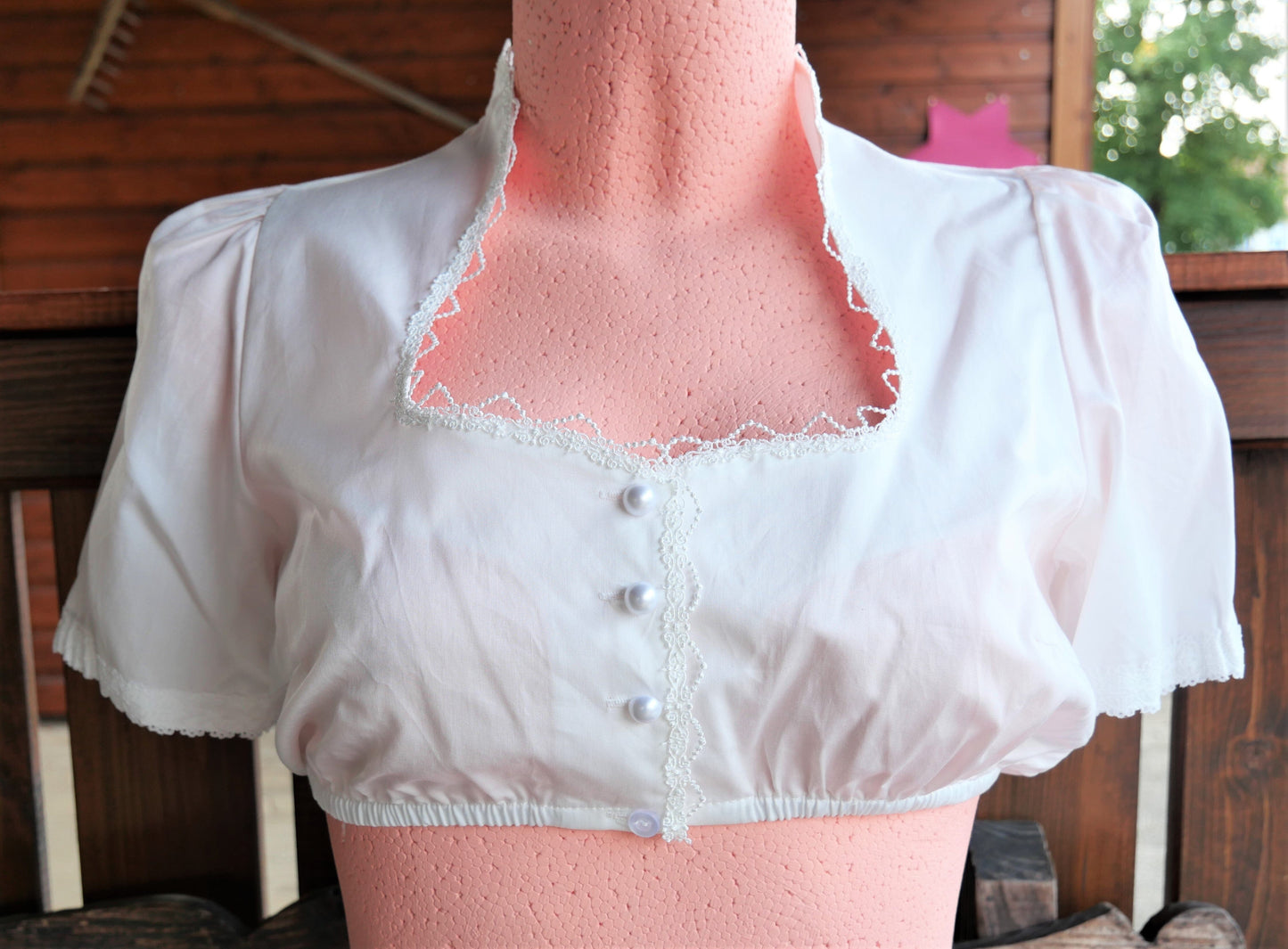 Dirndlbluse Krüger Collections, Laureen, ecru, Stehkragen Dirndlblusen Krüger