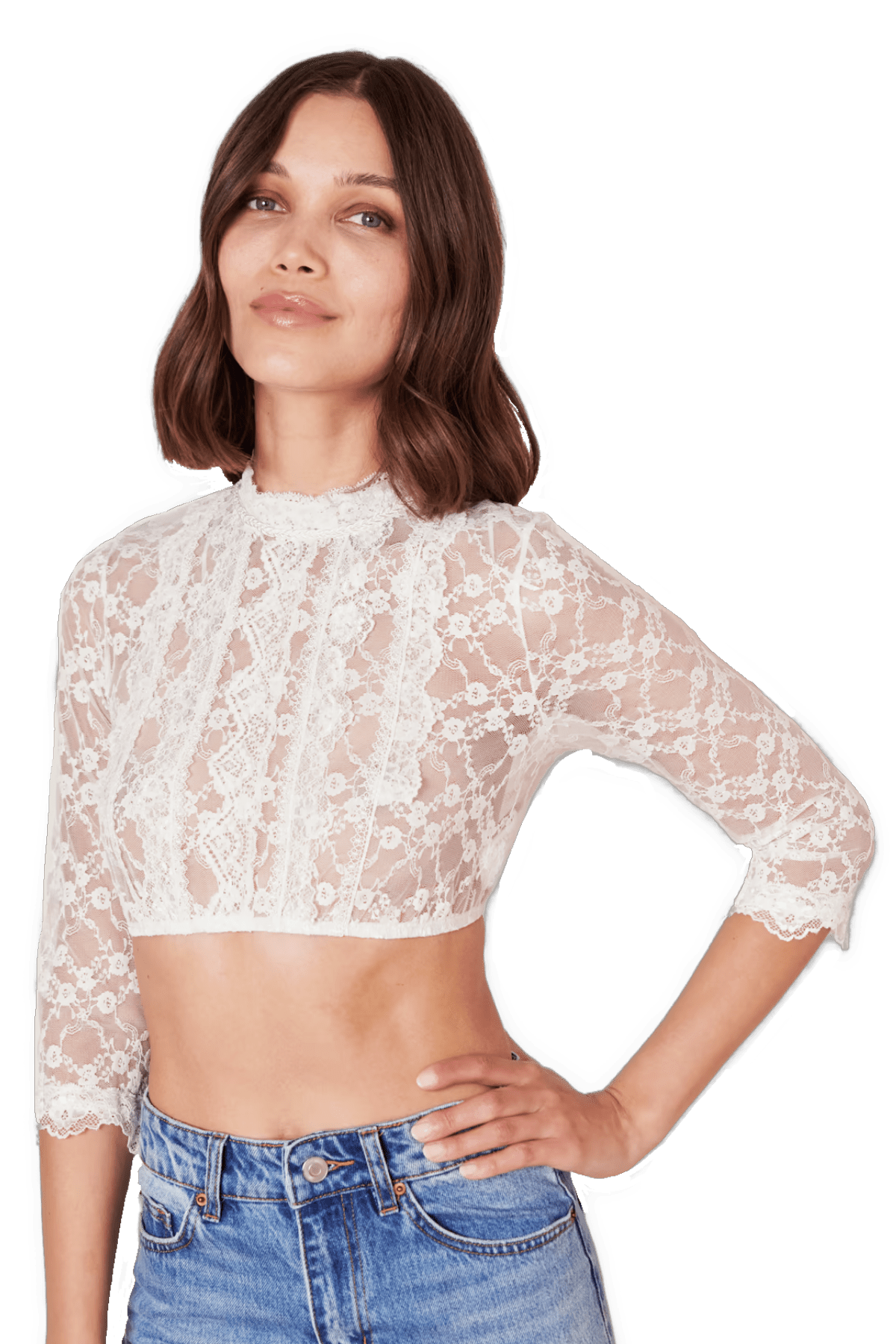 Dirndlbluse Krüger Collections, Simona, ecru, hochgeschlossen Dirndlblusen Krüger