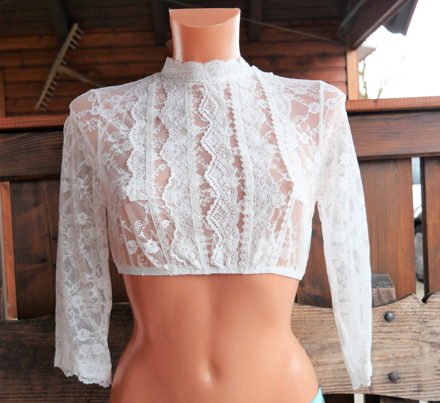 Dirndlbluse Krüger Collections, Simona, ecru, hochgeschlossen Dirndlblusen Krüger
