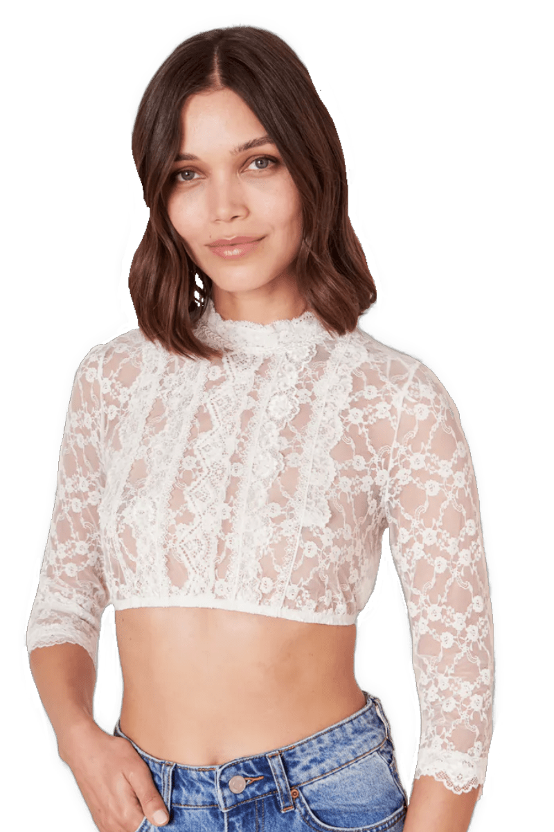 Dirndlbluse Krüger Collections, Simona, ecru, hochgeschlossen Dirndlblusen Krüger