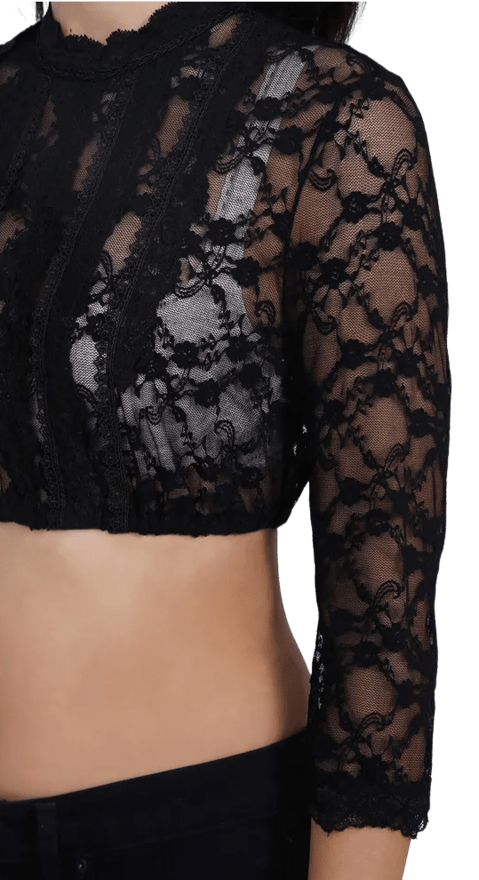 Dirndlbluse Krüger Collections, Simona, schwarz, hochgeschlossen Dirndlblusen Krüger
