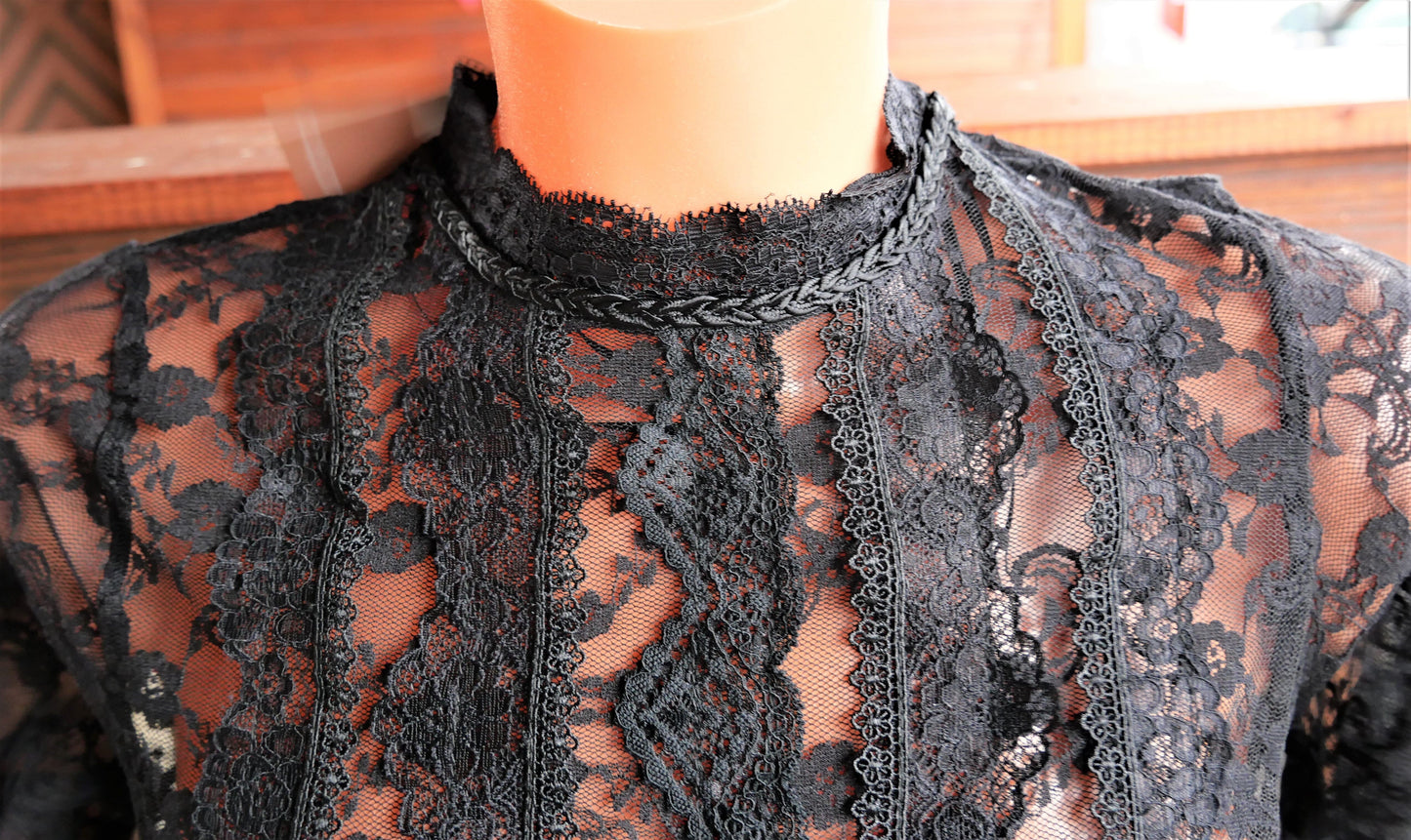 Dirndlbluse Krüger Collections, Simona, schwarz, hochgeschlossen Dirndlblusen Krüger