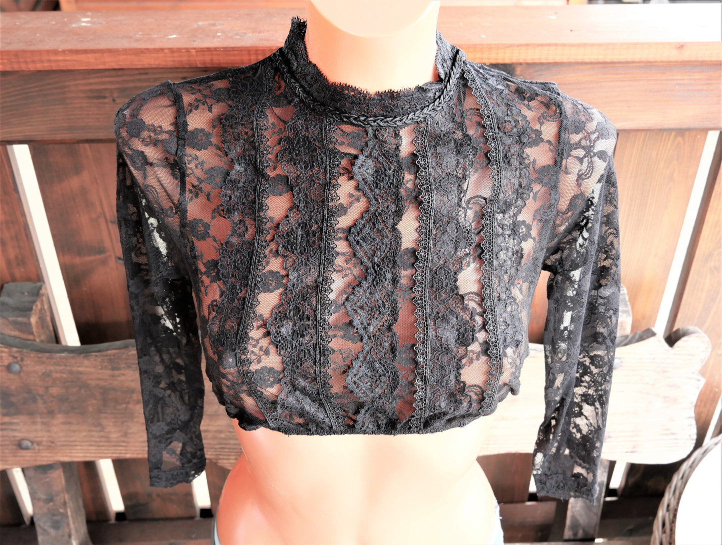 Dirndlbluse Krüger Collections, Simona, schwarz, hochgeschlossen Dirndlblusen Krüger