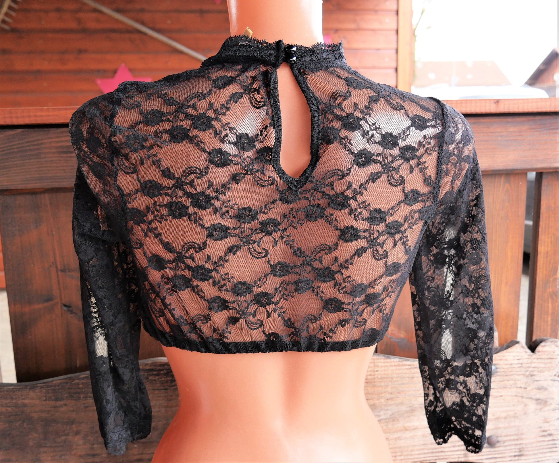 Dirndlbluse Krüger Collections, Simona, schwarz, hochgeschlossen Dirndlblusen Krüger