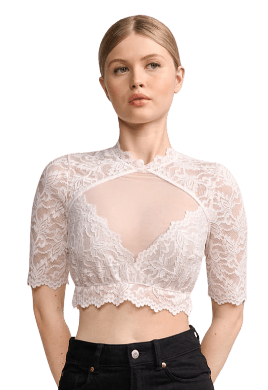 Dirndlbluse Krüger, Jarla, halbarm, Crop Top, ecru, Dirndlblusen Krüger