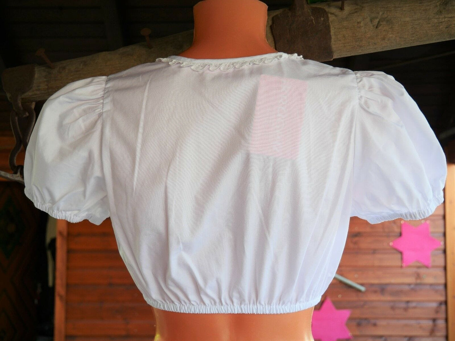 Dirndlbluse Krüger Madl, Blue Hearts, weiß, kurzarm Dirndlblusen Krüger