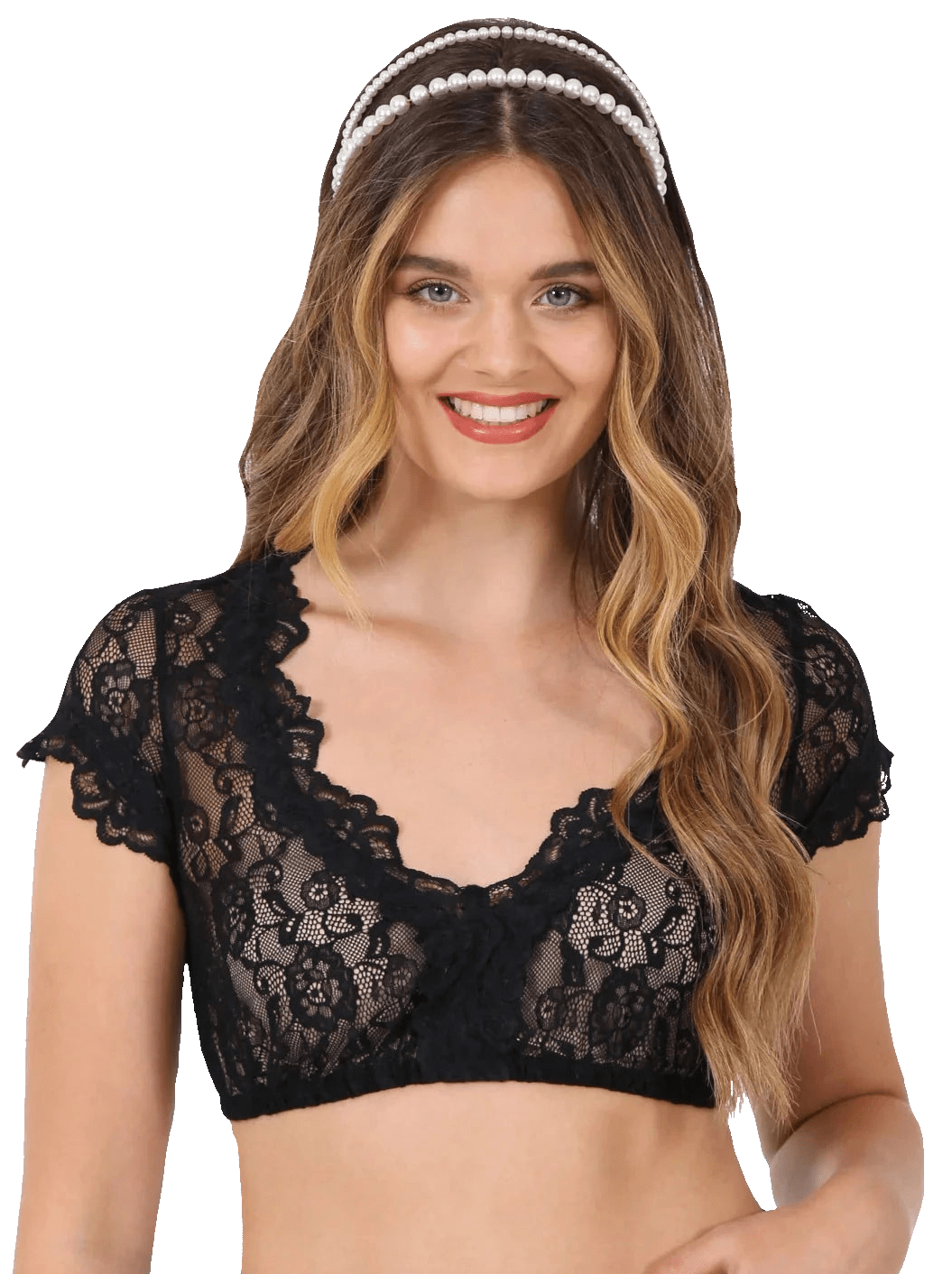 Dirndlbluse Krüger Madl, Carina, schwarz, kurzarm Dirndlblusen Krüger