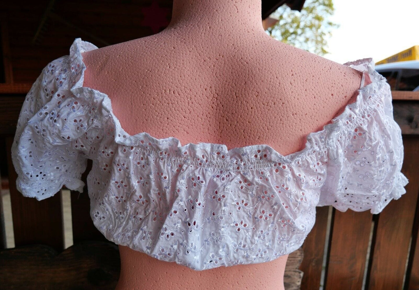 Dirndlbluse Krüger Madl, Carmen, weiß, Lochmuster, Gr. 42 Dirndlblusen Krüger