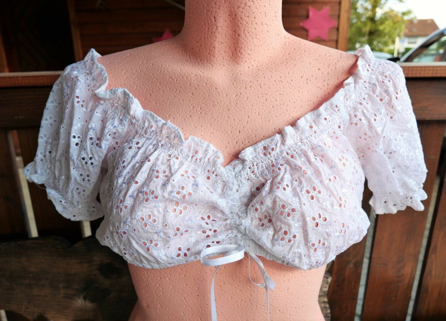 Dirndlbluse Krüger Madl, Carmen, weiß, Lochmuster, Gr. 42 Dirndlblusen Krüger