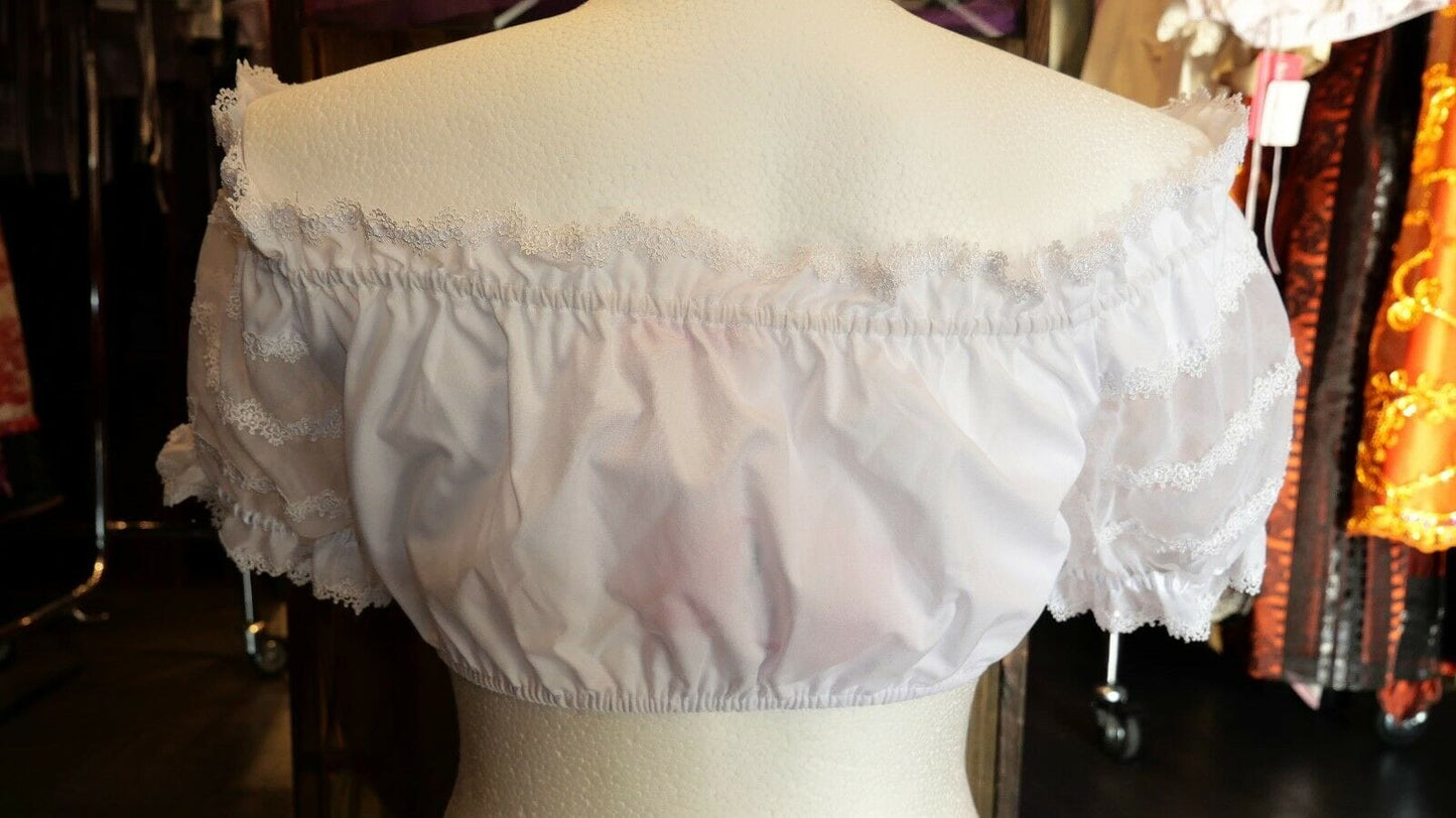 Dirndlbluse Krüger Madl, Carmen, weiß, Zugband Dirndlblusen Krüger