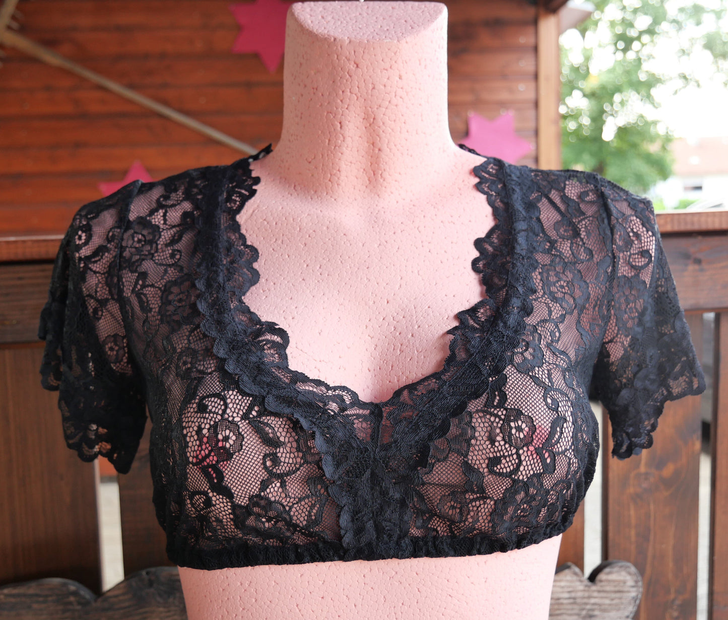 Dirndlbluse Krüger Madl, Cassandra, schwarz, halbarm Dirndlblusen Krüger