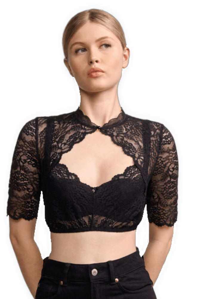 Dirndlbluse Krüger Madl, Sydney, schwarz, halbarm Dirndlblusen Krüger