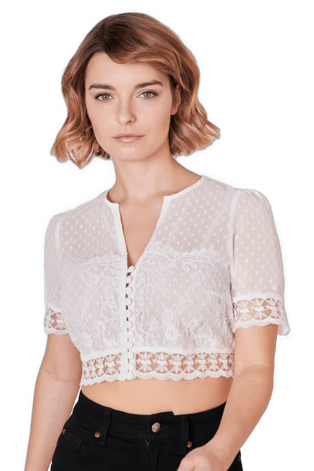 Dirndlbluse Krüger, Marianna, kurzarm, Crop Top, ecru, Dirndlblusen Krüger