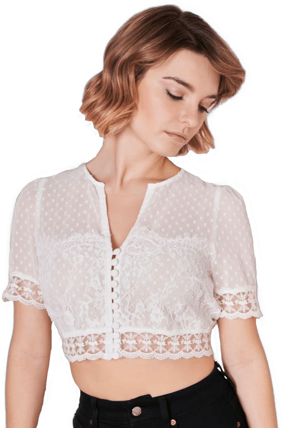 Dirndlbluse Krüger, Marianna, kurzarm, Crop Top, ecru, Dirndlblusen Krüger
