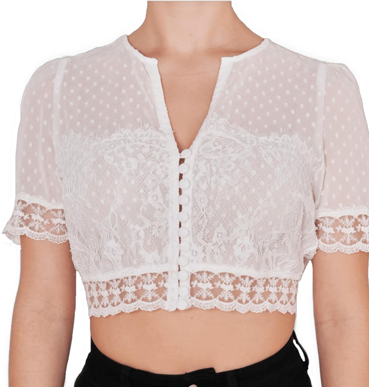 Dirndlbluse Krüger, Marianna, kurzarm, Crop Top, ecru, Dirndlblusen Krüger