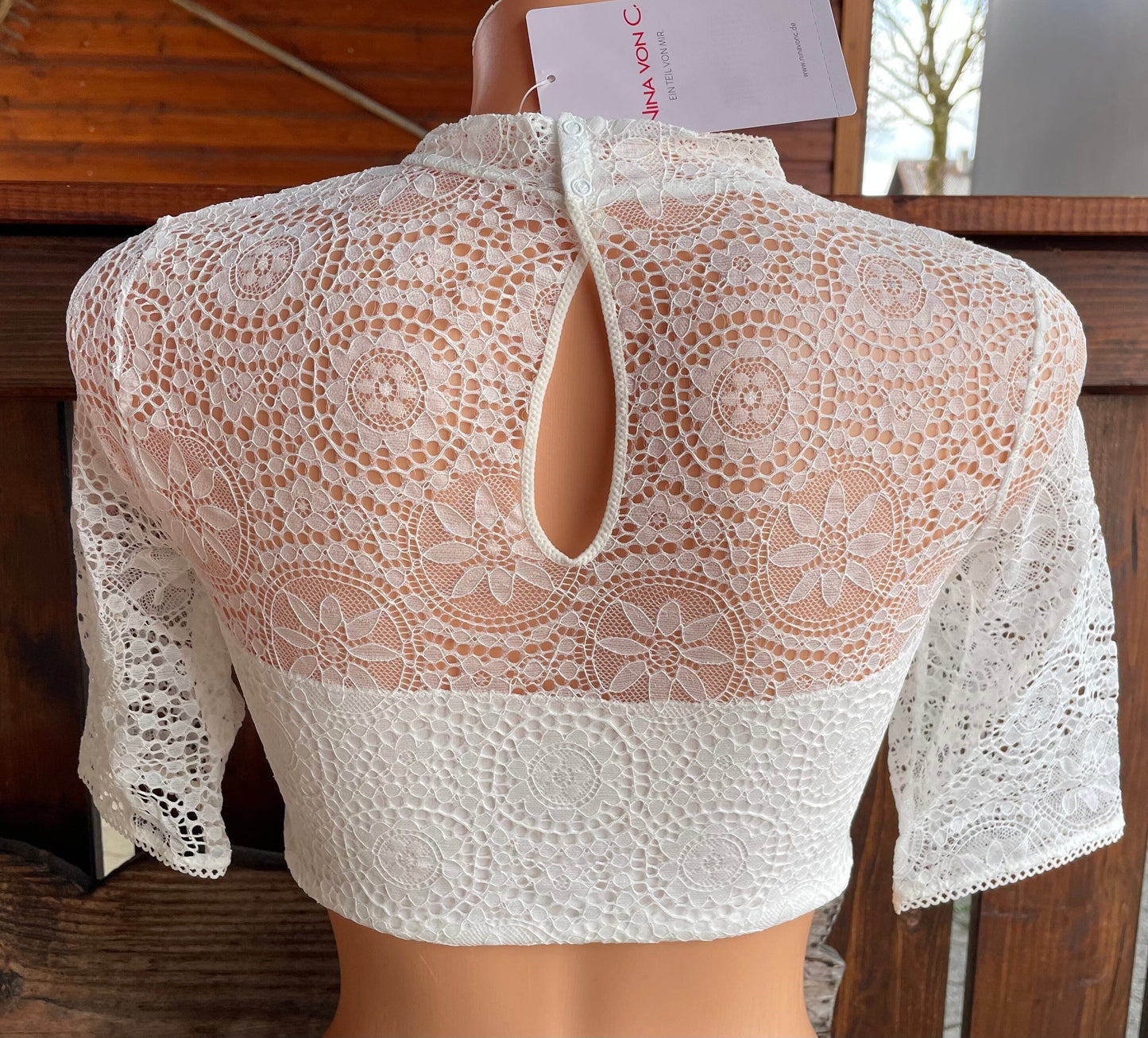 Dirndlbluse Nina von C., champagner, halbarm, Maria, hochgeschlossen Dirndlblusen Nina von C.