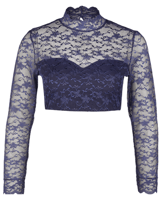 Dirndlbluse Nina von C., Elvira, marine, langarm, hochgeschlossen Dirndlblusen Nina von C.
