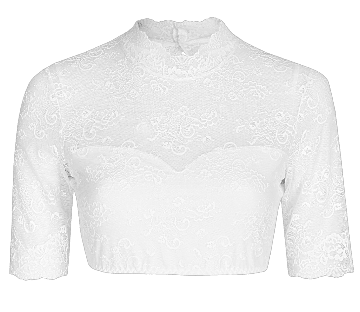 Dirndlbluse Nina von C., Marina, weiß, halbarm, hochgeschlossen, Blüten Dirndlblusen Nina von C.