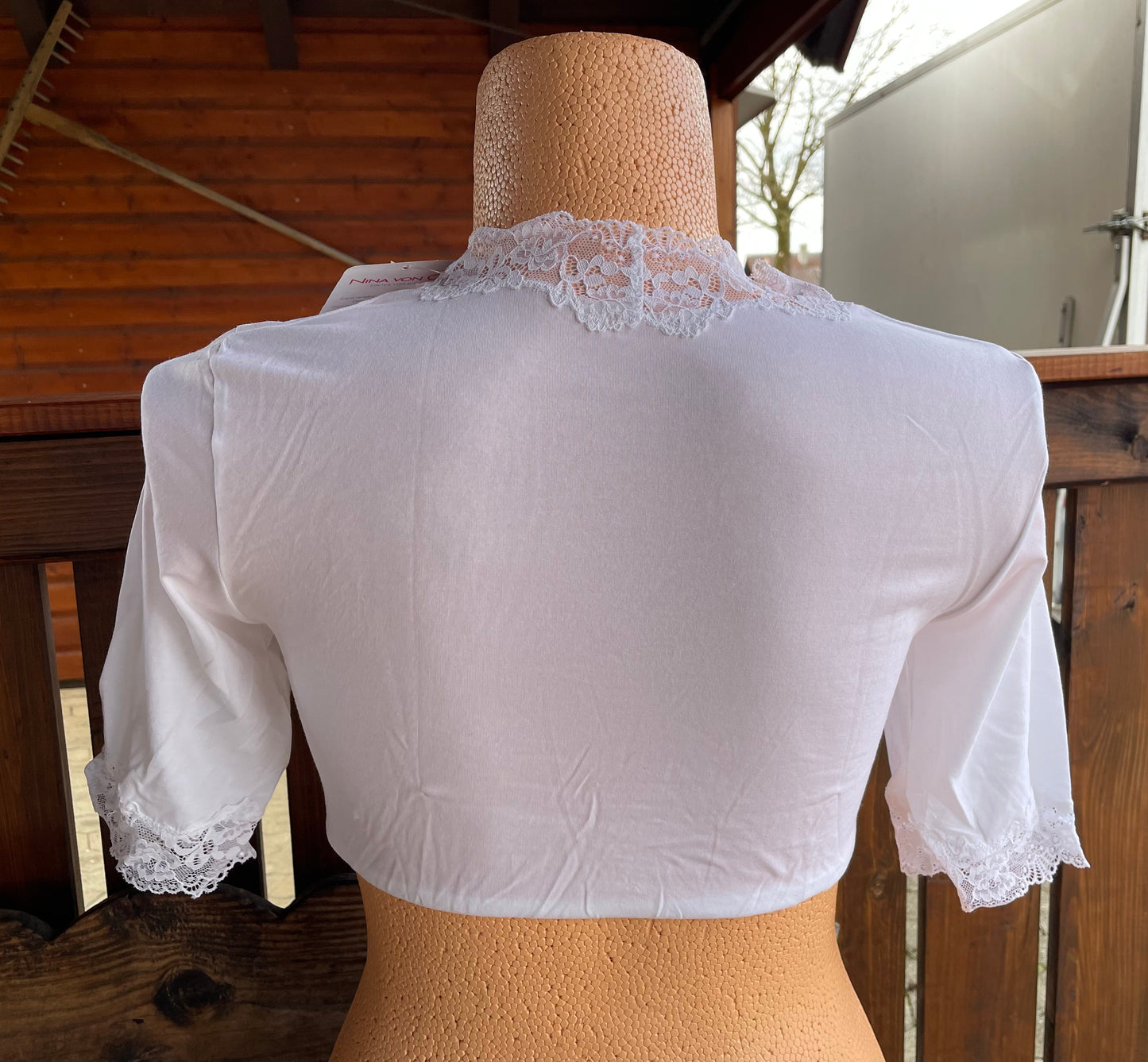 Dirndlbluse Nina von C., Marion, Jersey, weiß, halbarm, Zugband Dirndlblusen Nina von C.