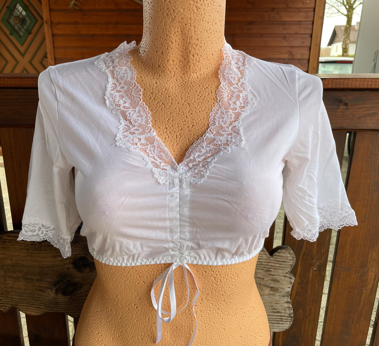 Dirndlbluse Nina von C., Marion, Jersey, weiß, halbarm, Zugband Dirndlblusen Nina von C.