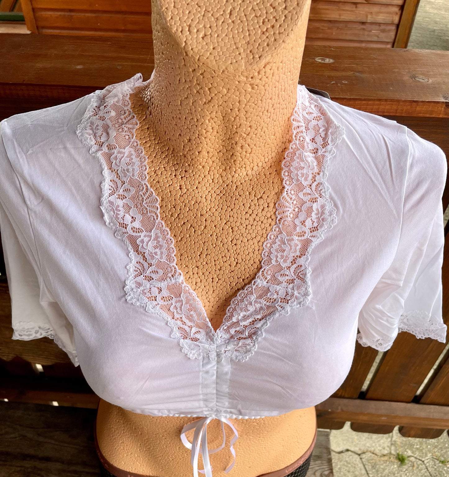 Dirndlbluse Nina von C., Marion, Jersey, weiß, halbarm, Zugband Dirndlblusen Nina von C.