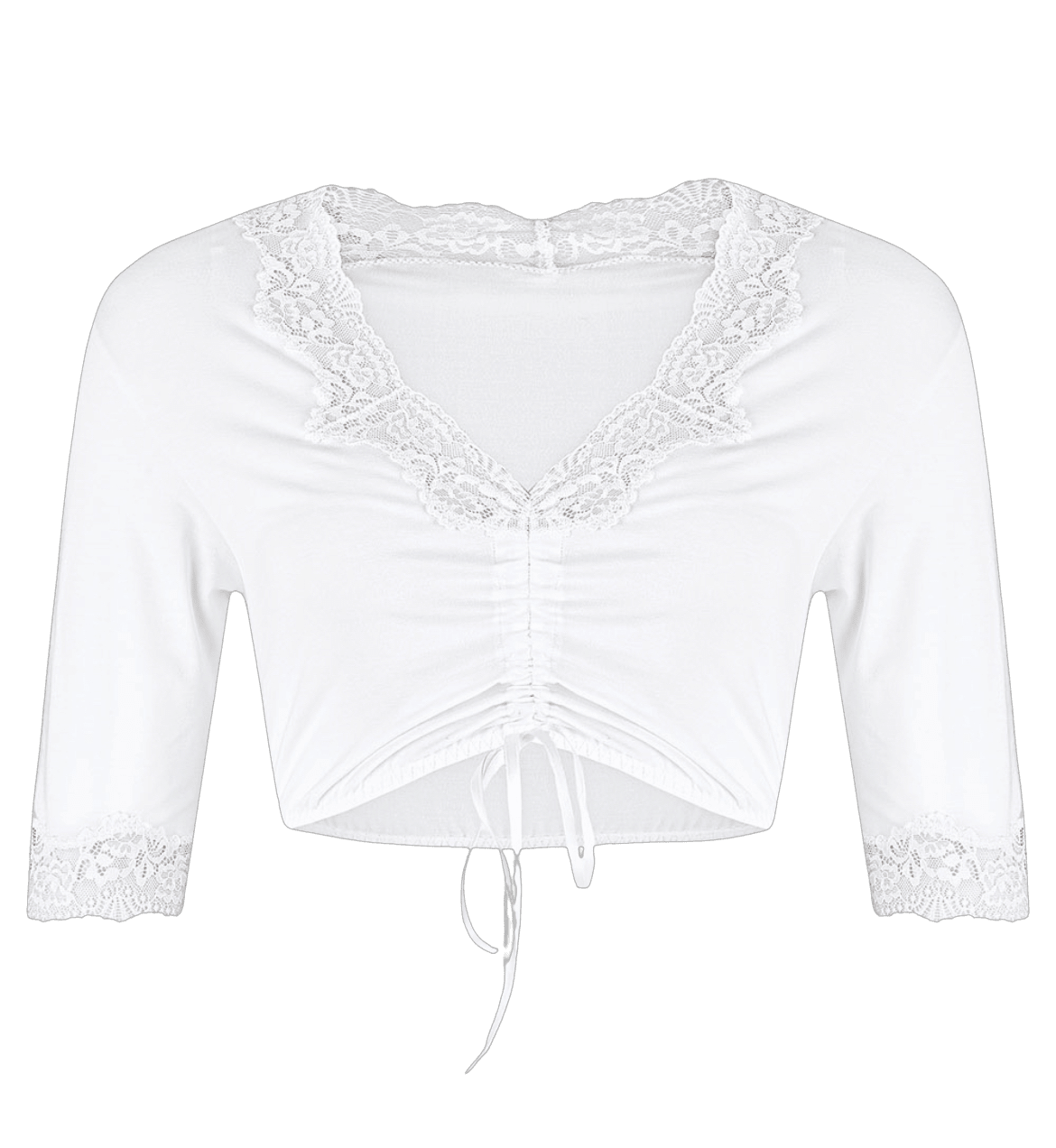 Dirndlbluse Nina von C., Marion, Jersey, weiß, halbarm, Zugband Dirndlblusen Nina von C.