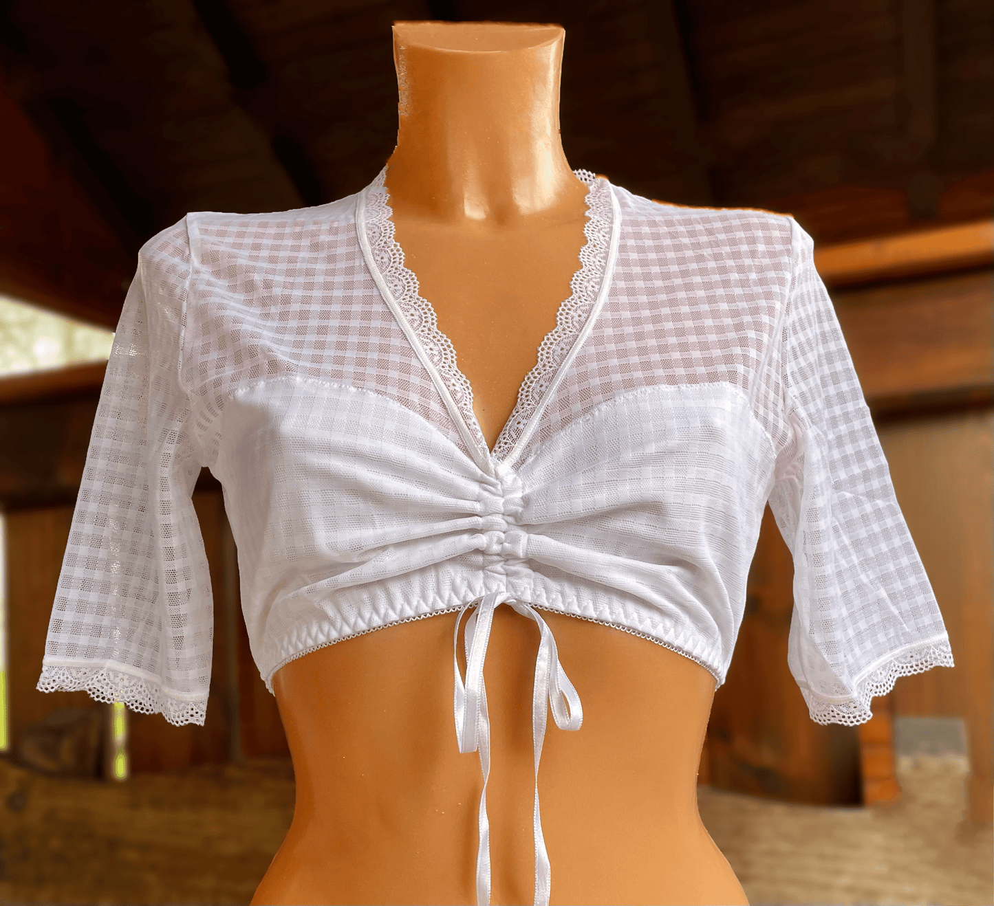 Dirndlbluse Nina von C., Melanie, weiß, halbarm, kariert Dirndlblusen Nina von C.