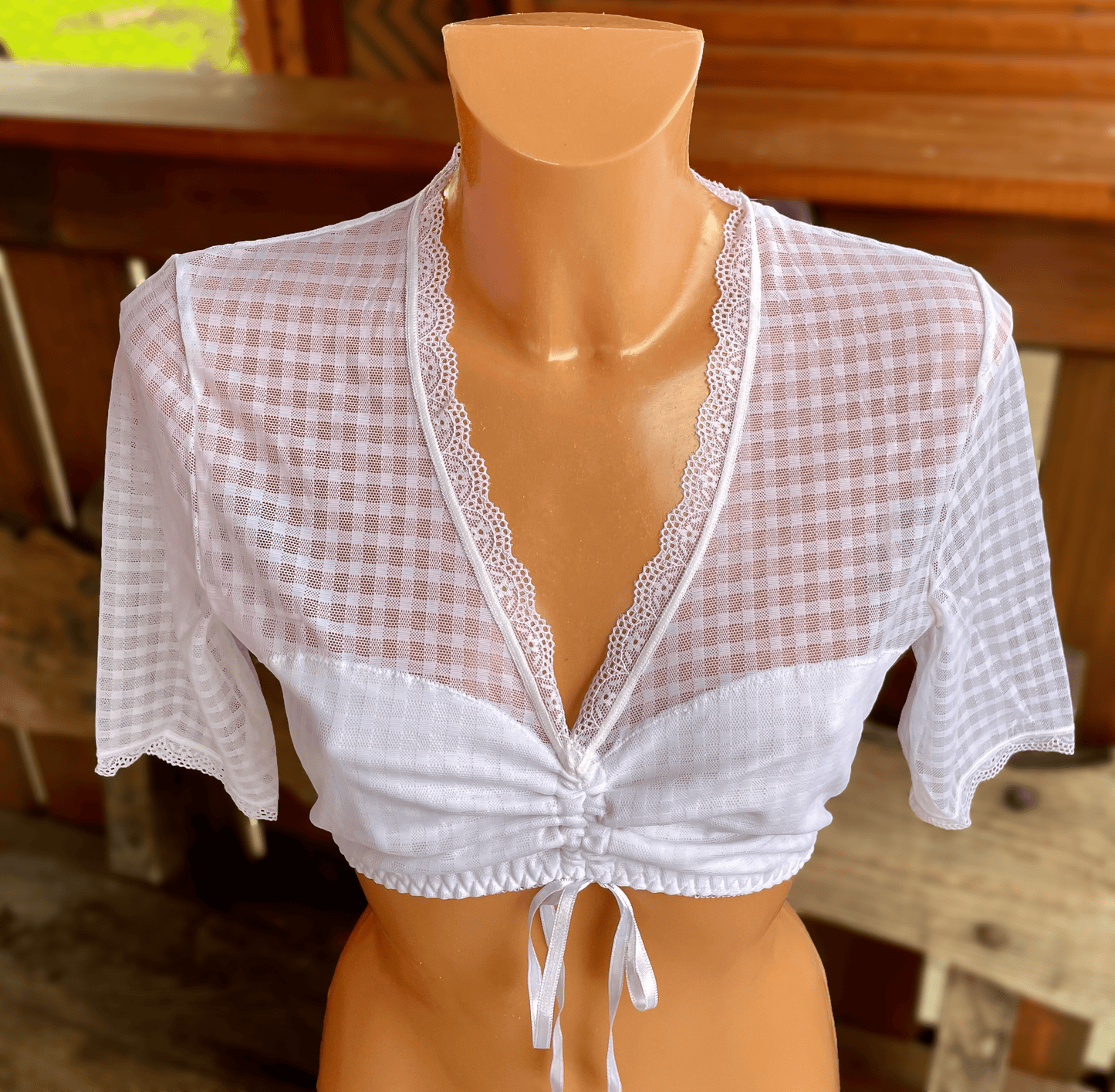 Dirndlbluse Nina von C., Melanie, weiß, halbarm, kariert Dirndlblusen Nina von C.