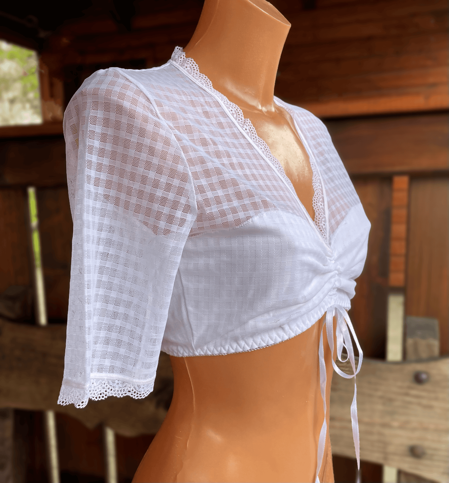 Dirndlbluse Nina von C., Melanie, weiß, halbarm, kariert Dirndlblusen Nina von C.