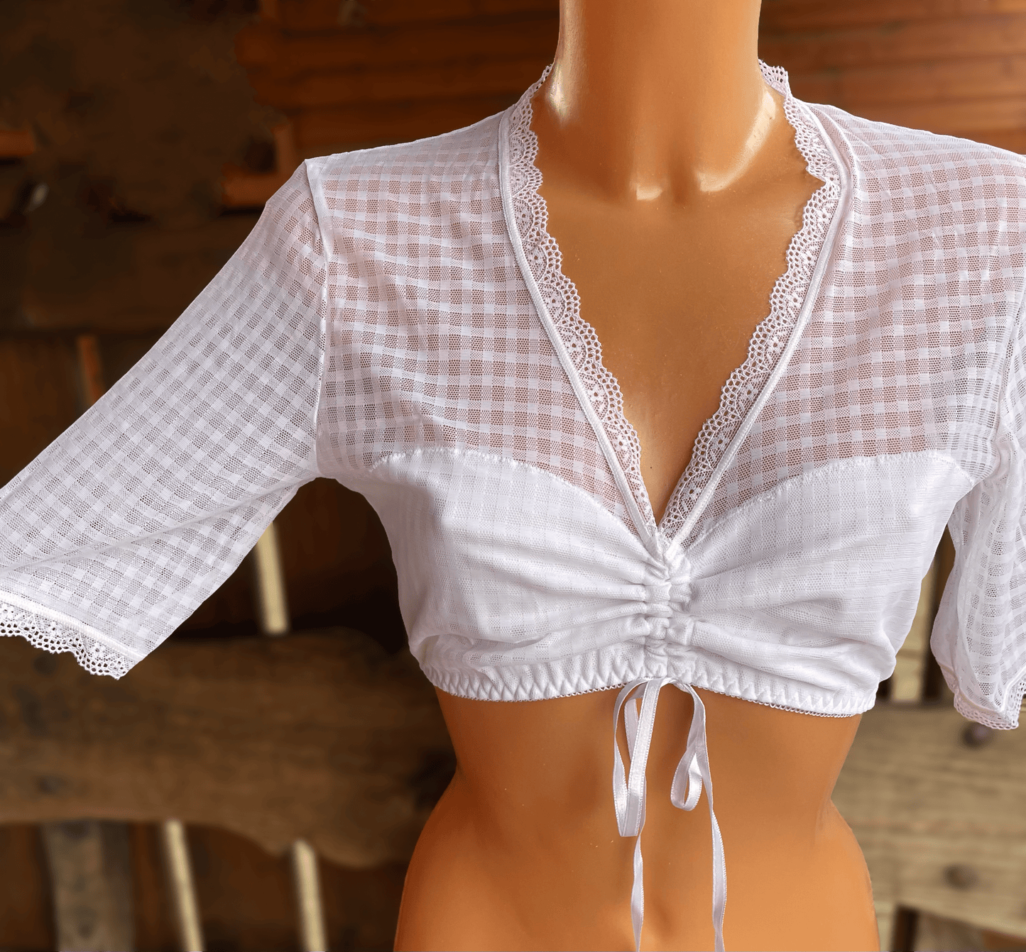Dirndlbluse Nina von C., Melanie, weiß, halbarm, kariert Dirndlblusen Nina von C.