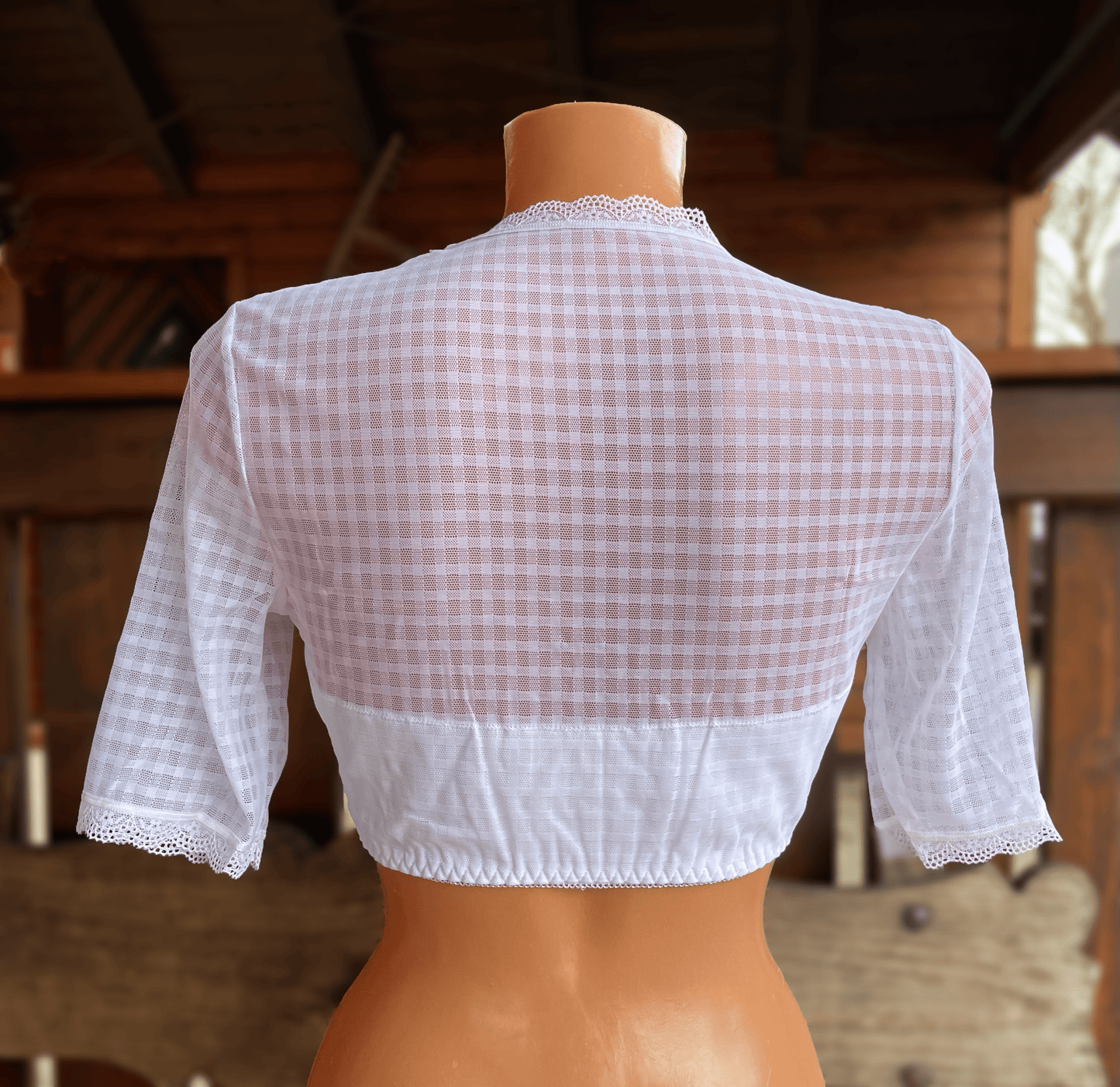 Dirndlbluse Nina von C., Melanie, weiß, halbarm, kariert Dirndlblusen Nina von C.