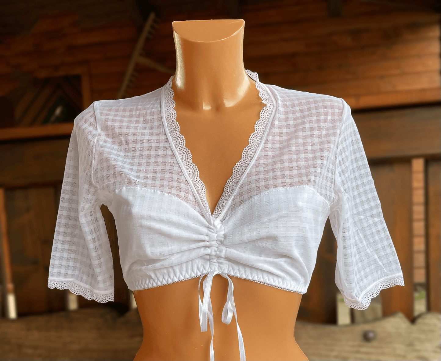 Dirndlbluse Nina von C., Melanie, weiß, halbarm, kariert Dirndlblusen Nina von C.