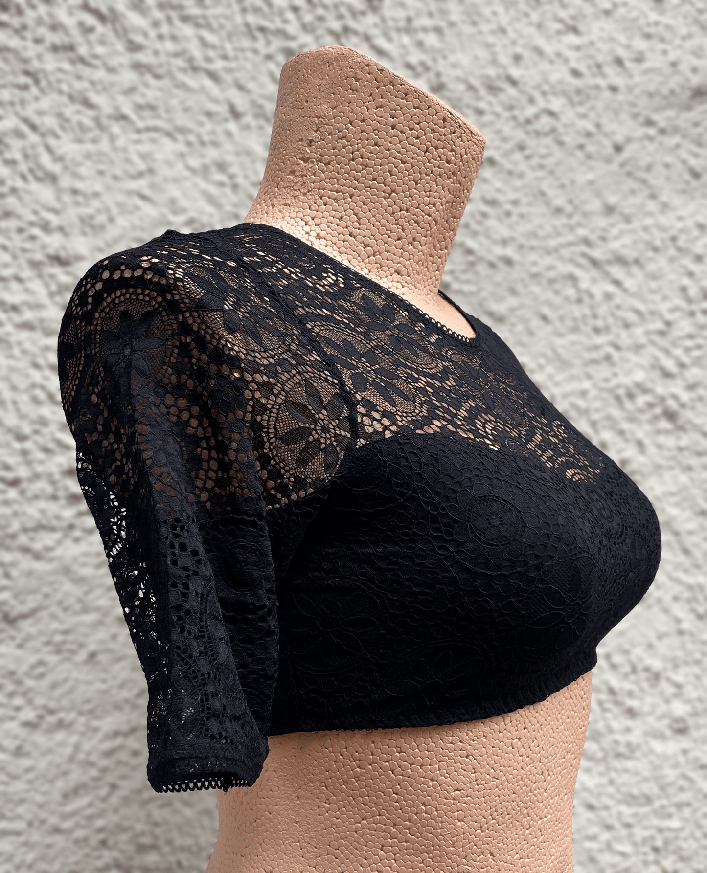 Dirndlbluse Nina von C., Miriam, schwarz, halbarm, hochgeschlossen, Blüten Dirndlblusen Nina von C.