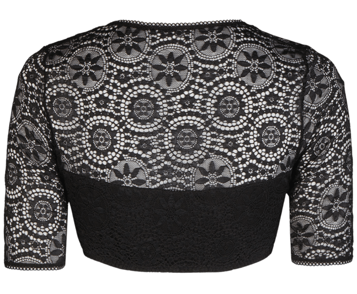 Dirndlbluse Nina von C., Miriam, schwarz, halbarm, hochgeschlossen, Blüten Dirndlblusen Nina von C.