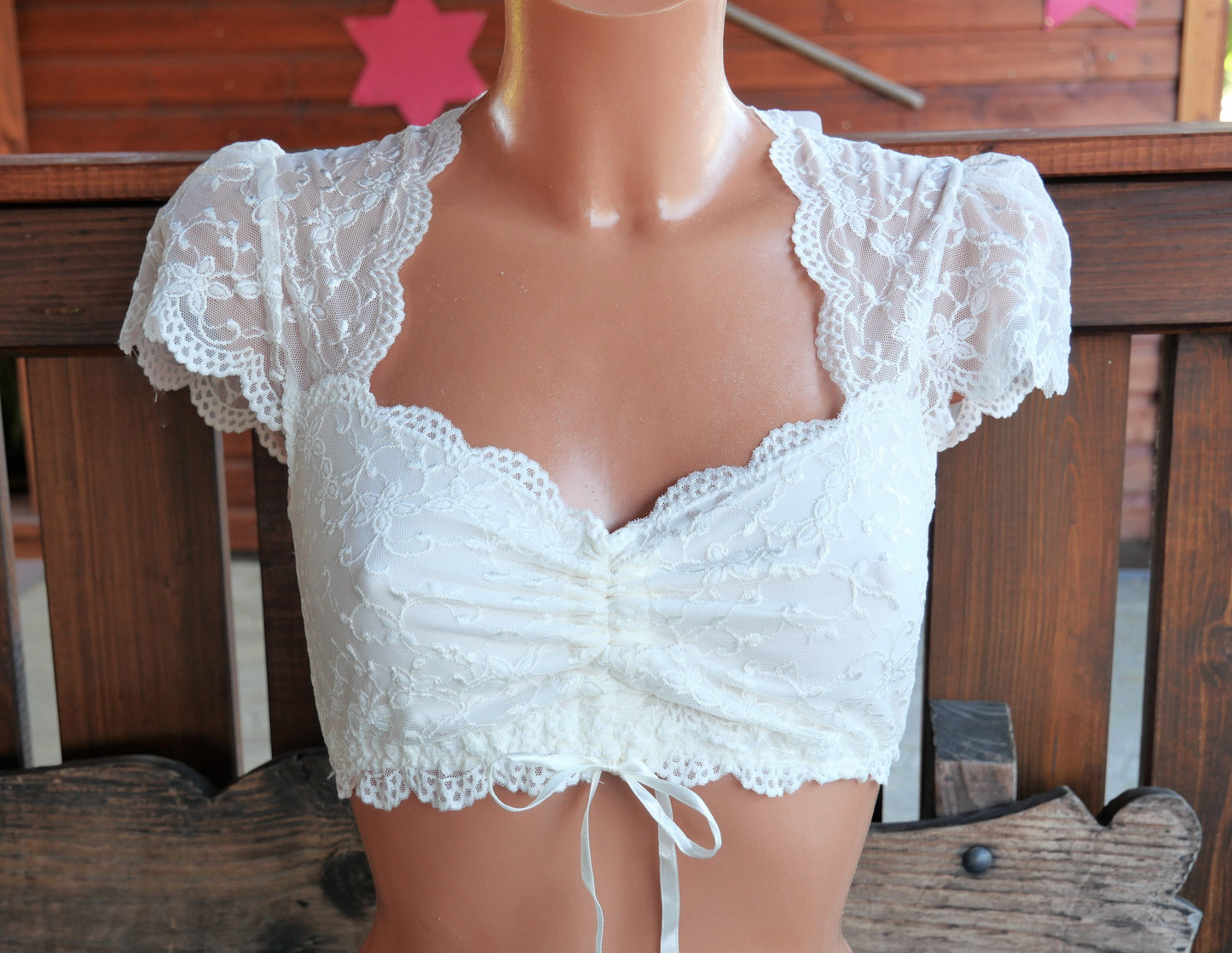 Dirndlbluse Nina von C., Moni, ecru, kurzarm, Zugband Dirndlblusen Nina von C.