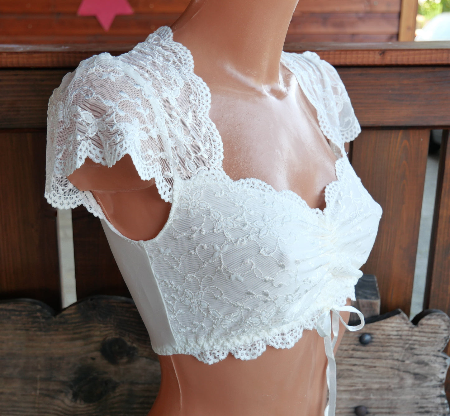 Dirndlbluse Nina von C., Moni, ecru, kurzarm, Zugband Dirndlblusen Nina von C.
