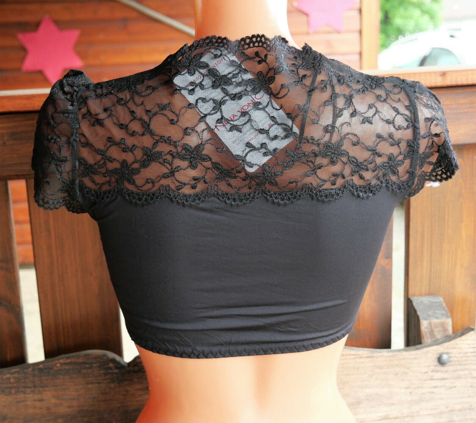 Dirndlbluse Nina von C., Moni, schwarz, kurzarm, Zugband Dirndlblusen Nina von C.