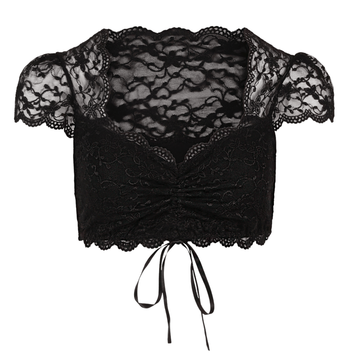 Dirndlbluse Nina von C., Moni, schwarz, kurzarm, Zugband Dirndlblusen Nina von C.